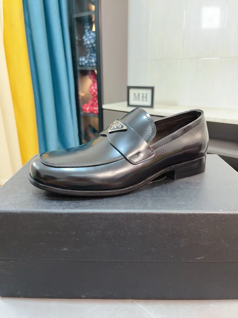 Men's shoes 💰540🌹🌹【PRADA Leather Shoes】Top purchasing agency Original imported Italian custom-made open-edge beaded cowhide leather surface, fully imported water-dyed breathable cowhide lining, original factory special molded sole super comfortable, size: 38-44